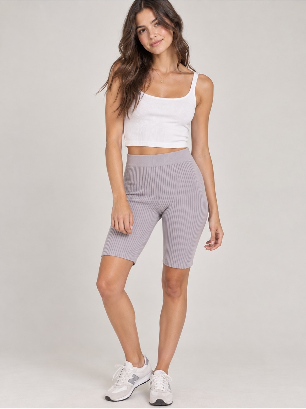 Ribbed Lavender Knit Shorts small
